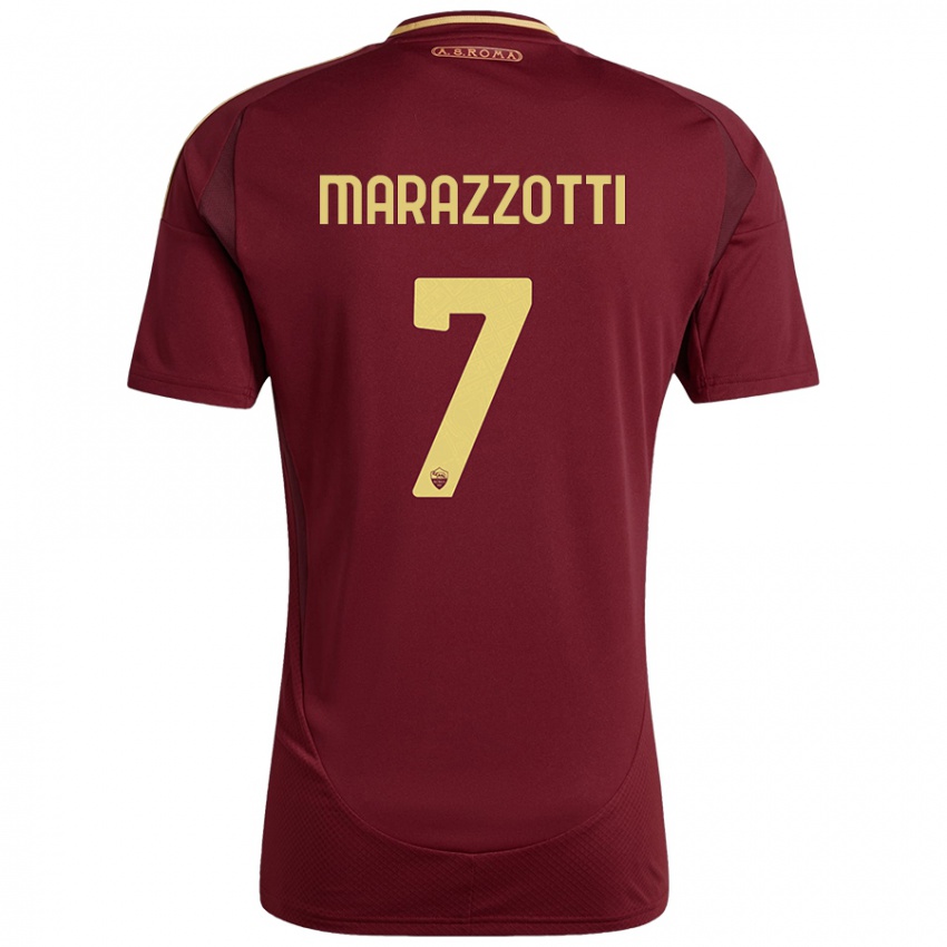 Criança Camisola Fabrizio Marazzotti #7 Ouro Castanho Vermelho Principal 2024/25 Camisa