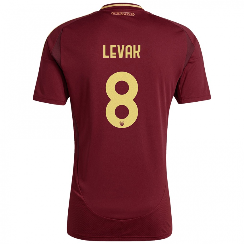 Criança Camisola Sergej Levak #8 Ouro Castanho Vermelho Principal 2024/25 Camisa