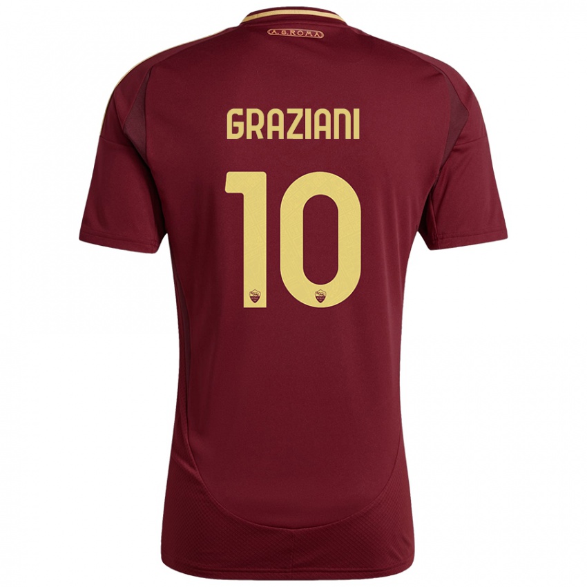 Criança Camisola Leonardo Graziani #10 Ouro Castanho Vermelho Principal 2024/25 Camisa