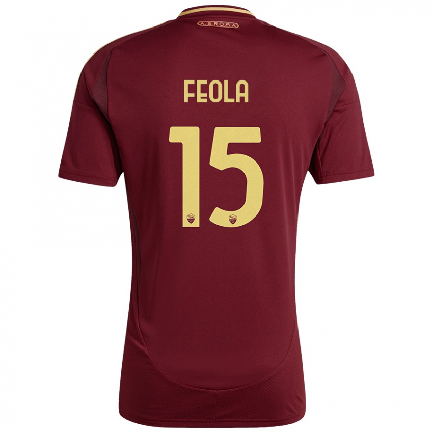 Criança Camisola William Feola #15 Ouro Castanho Vermelho Principal 2024/25 Camisa