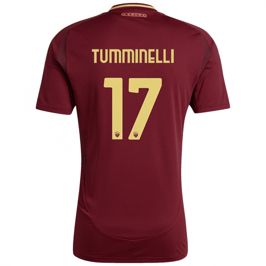 Criança Camisola Gianmarco Tumminelli #17 Ouro Castanho Vermelho Principal 2024/25 Camisa