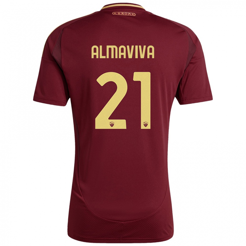 Criança Camisola Mattia Almaviva #21 Ouro Castanho Vermelho Principal 2024/25 Camisa