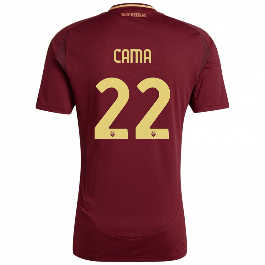 Criança Camisola Cristian Cama #22 Ouro Castanho Vermelho Principal 2024/25 Camisa