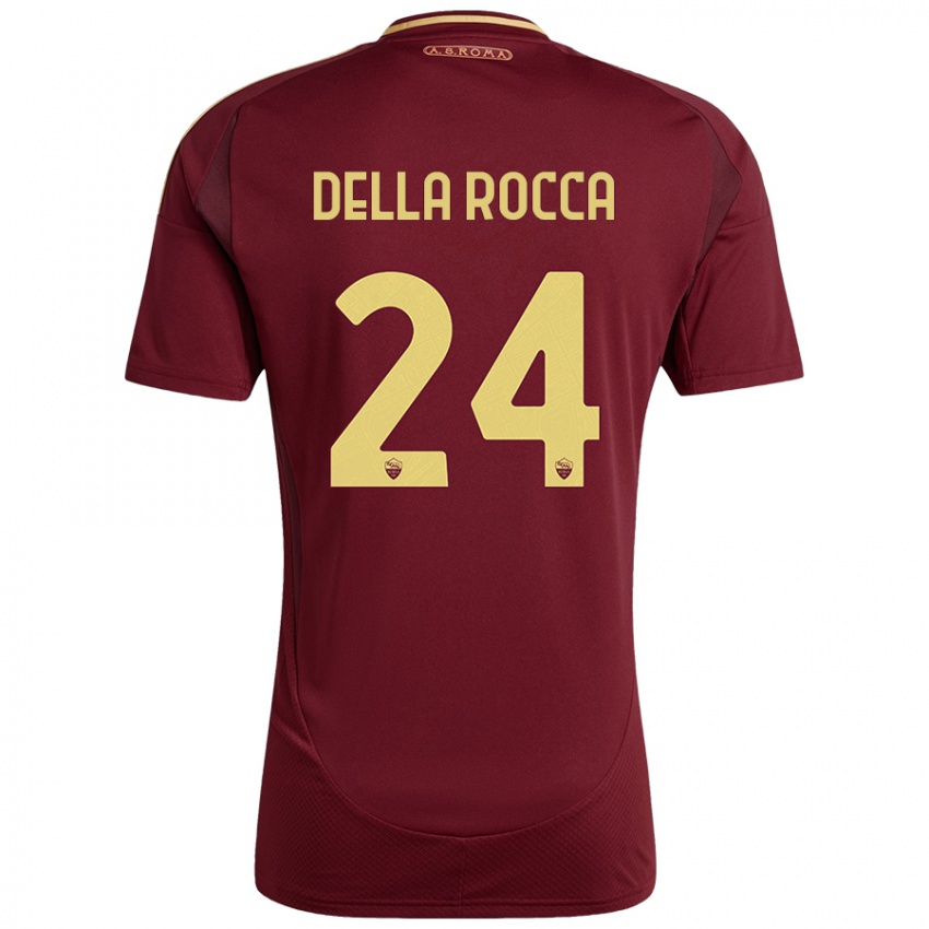 Criança Camisola Mattia Della Rocca #24 Ouro Castanho Vermelho Principal 2024/25 Camisa