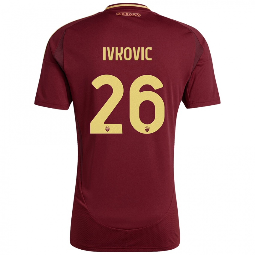 Criança Camisola Mate Ivkovic #26 Ouro Castanho Vermelho Principal 2024/25 Camisa