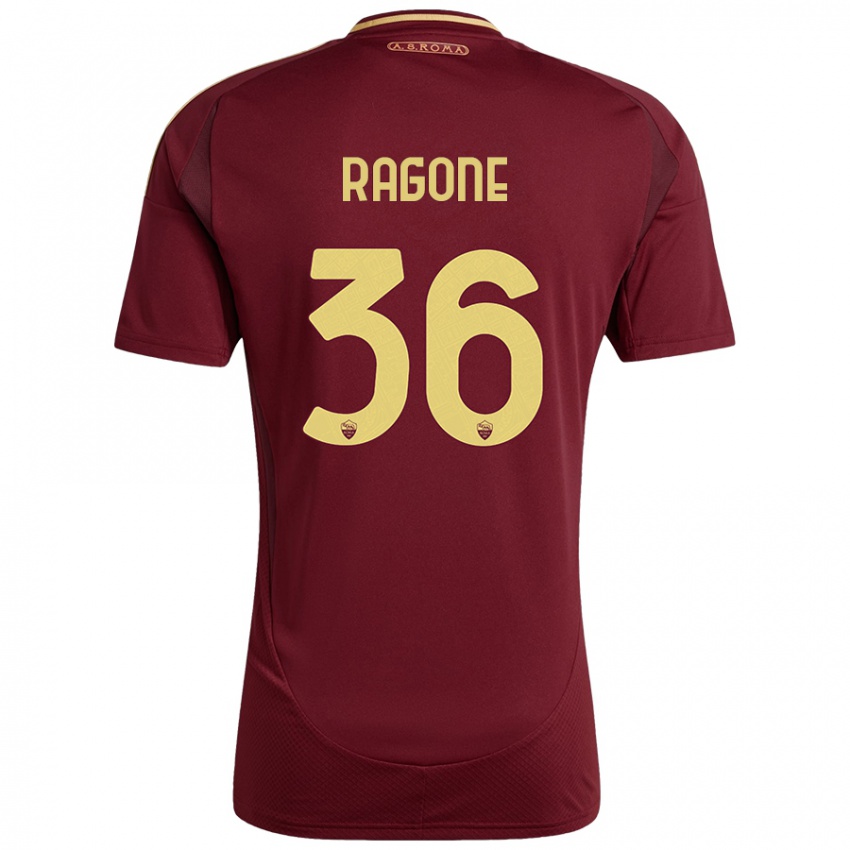 Criança Camisola Diego Ragone #36 Ouro Castanho Vermelho Principal 2024/25 Camisa