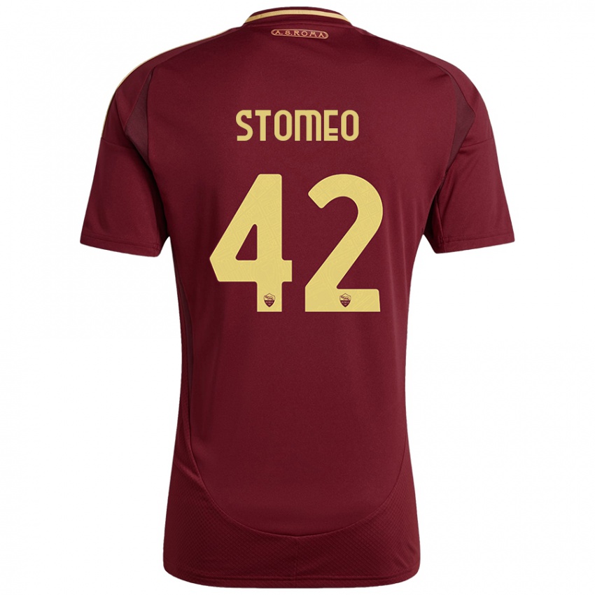 Criança Camisola Giorgio Stomeo #42 Ouro Castanho Vermelho Principal 2024/25 Camisa