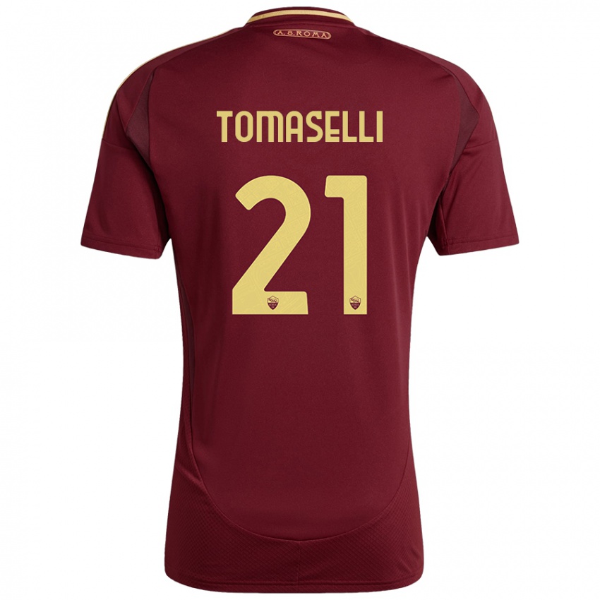 Criança Camisola Martina Tomaselli #21 Ouro Castanho Vermelho Principal 2024/25 Camisa