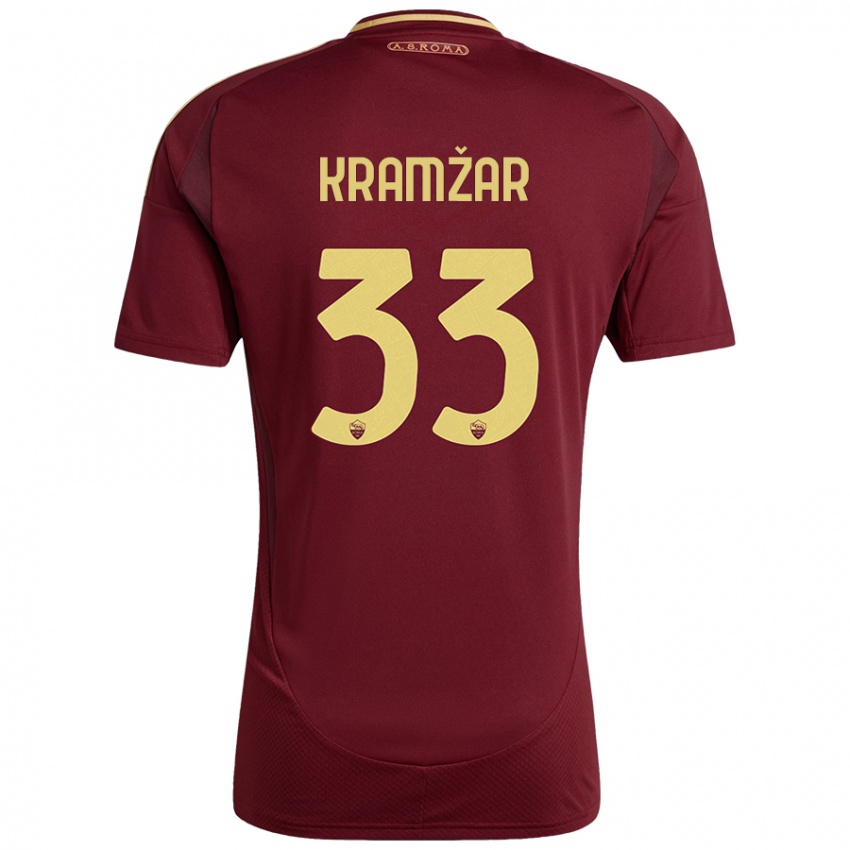 Criança Camisola Zara Kramžar #33 Ouro Castanho Vermelho Principal 2024/25 Camisa