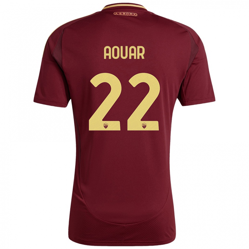 Criança Camisola Houssem Aouar #22 Ouro Castanho Vermelho Principal 2024/25 Camisa