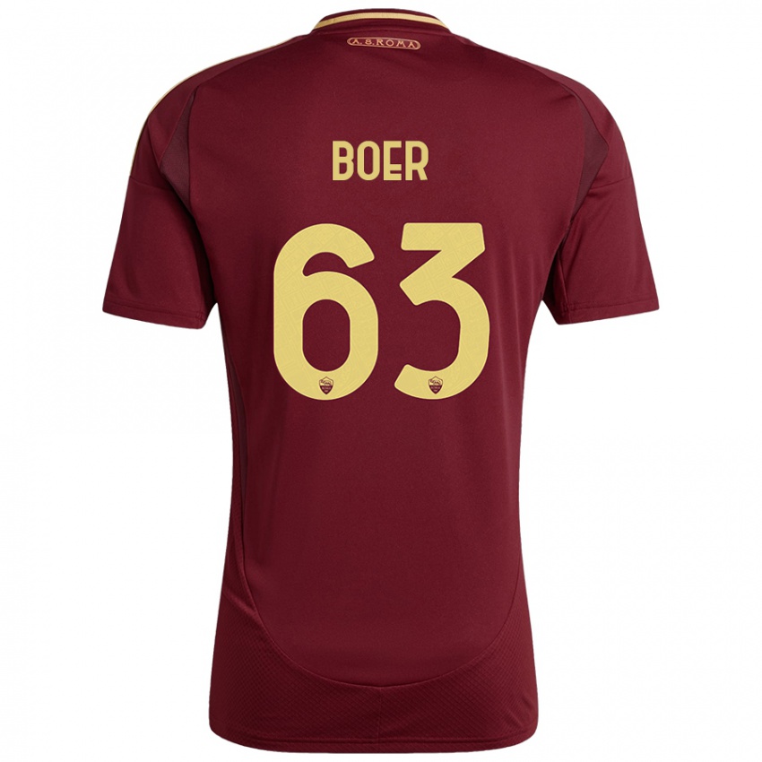 Criança Camisola Pietro Boer #63 Ouro Castanho Vermelho Principal 2024/25 Camisa