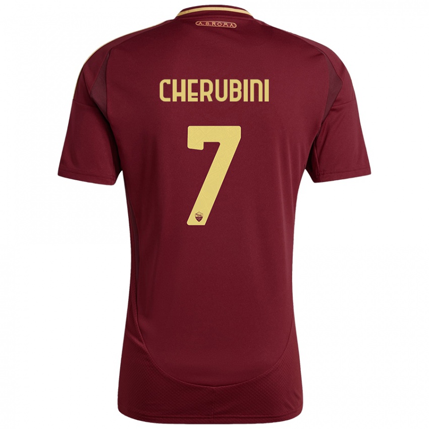 Criança Camisola Luigi Cherubini #7 Ouro Castanho Vermelho Principal 2024/25 Camisa