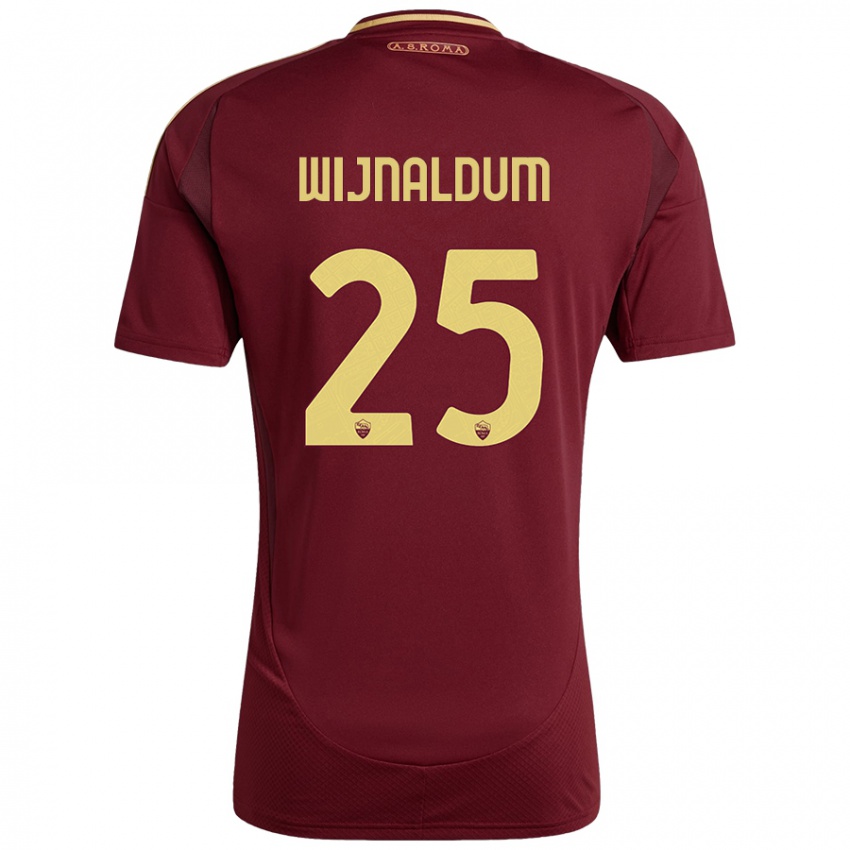 Criança Camisola Georginio Wijnaldum #25 Ouro Castanho Vermelho Principal 2024/25 Camisa