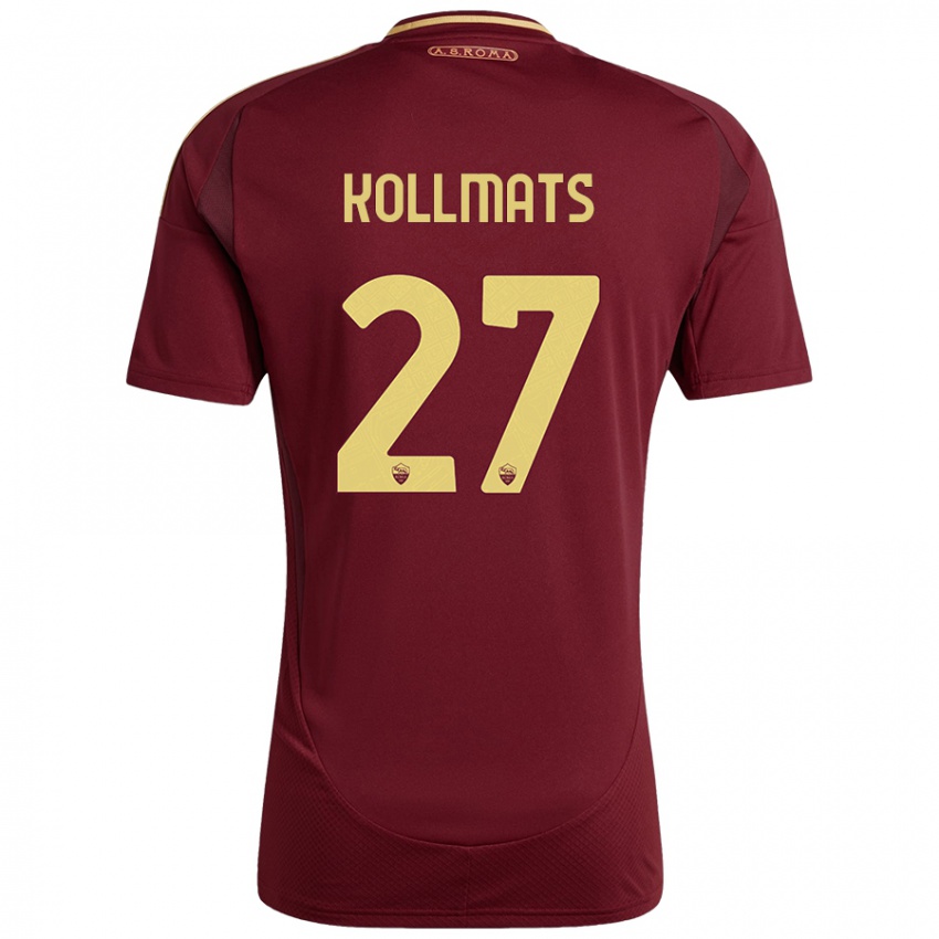 Criança Camisola Beata Kollmats #27 Ouro Castanho Vermelho Principal 2024/25 Camisa