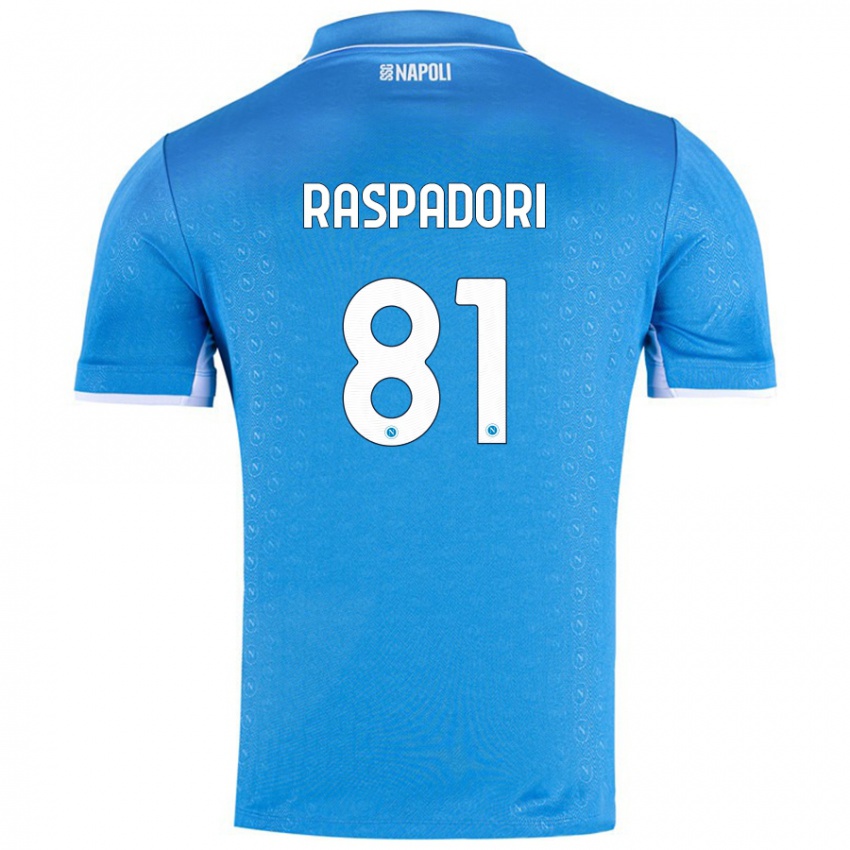 Criança Camisola Giacomo Raspadori #81 Celeiro Azul Principal 2024/25 Camisa