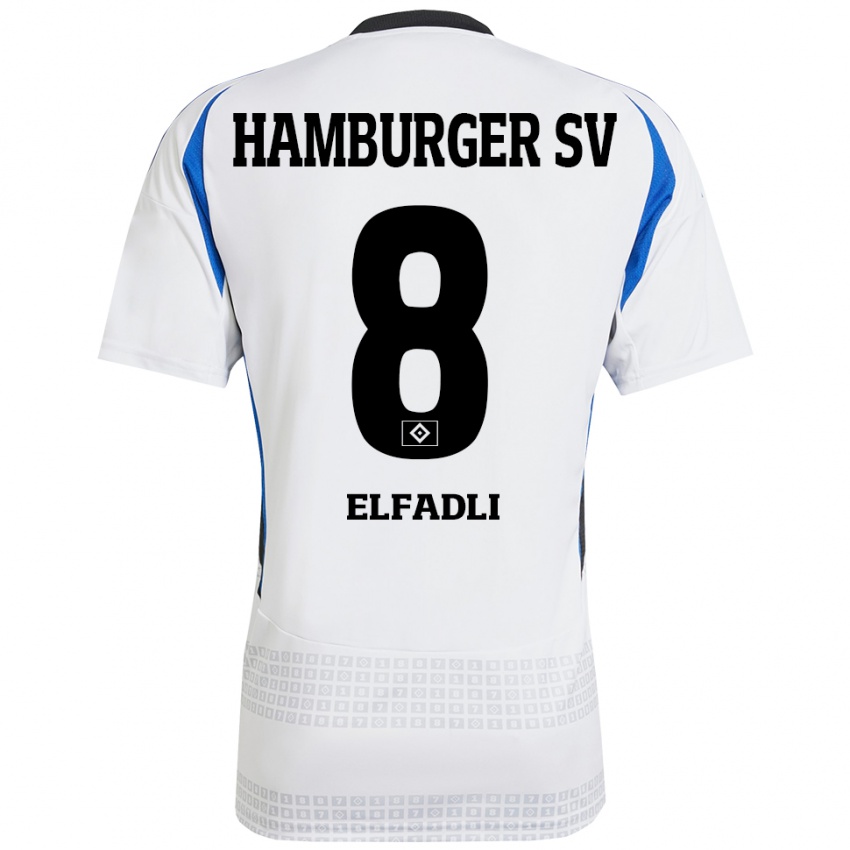 Criança Camisola Daniel Elfadli #8 Azul Branco Principal 2024/25 Camisa