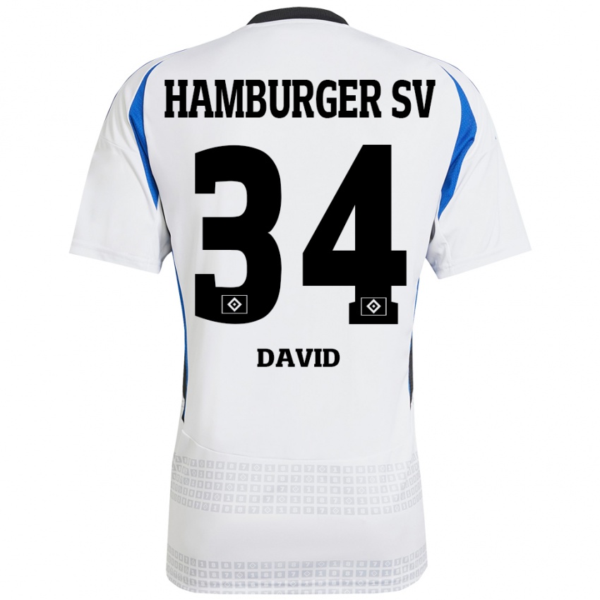 Criança Camisola Jonas David #34 Azul Branco Principal 2024/25 Camisa