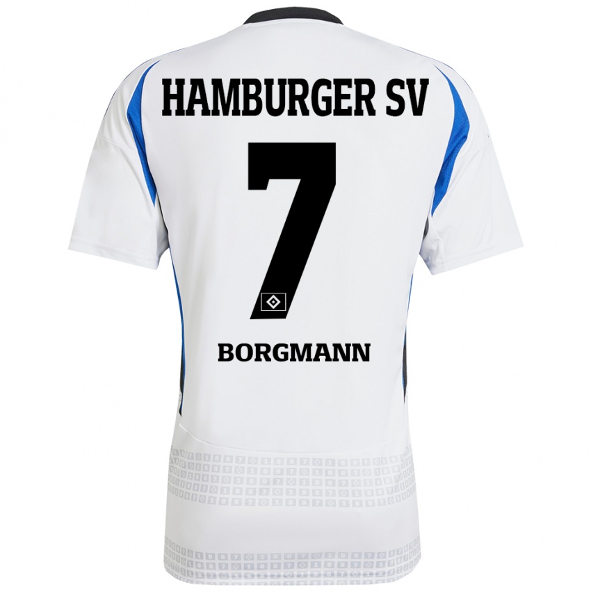 Criança Camisola Marcus Borgmann #7 Azul Branco Principal 2024/25 Camisa