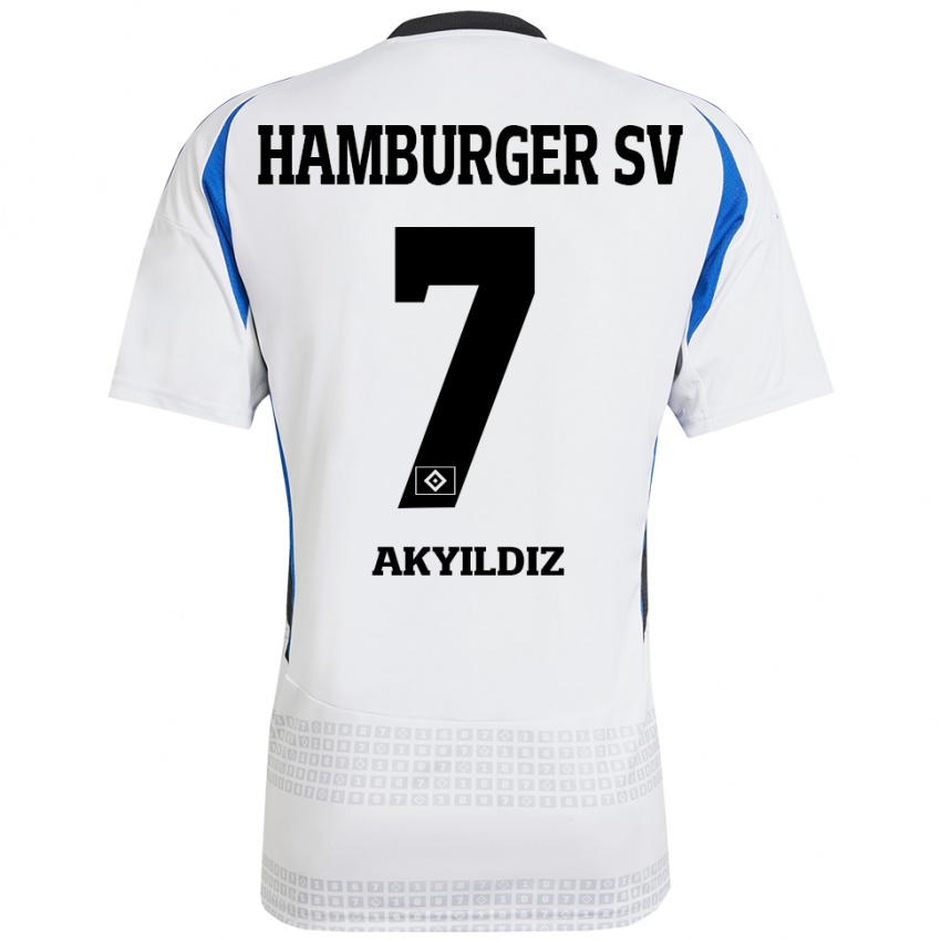 Criança Camisola Liam Akyildiz #7 Azul Branco Principal 2024/25 Camisa