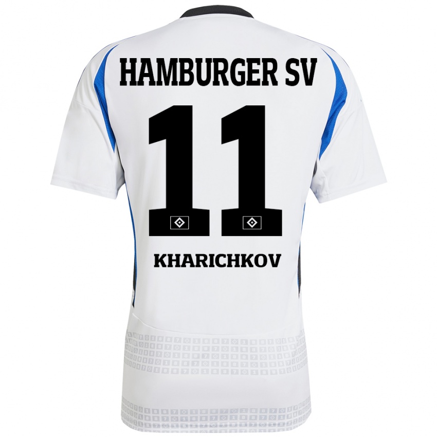 Criança Camisola Valentyn Kharichkov #11 Azul Branco Principal 2024/25 Camisa