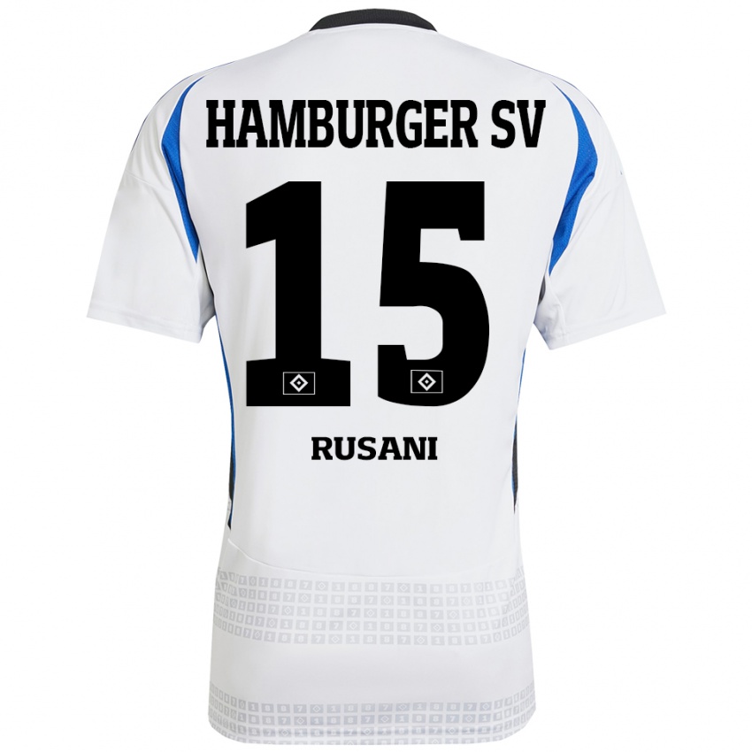 Criança Camisola Yasin Rusani #15 Azul Branco Principal 2024/25 Camisa