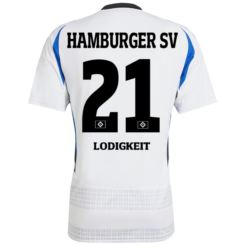 Criança Camisola Luis Lodigkeit #21 Azul Branco Principal 2024/25 Camisa