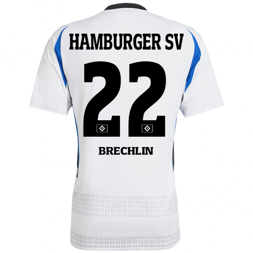 Criança Camisola Bjarne Brechlin #22 Azul Branco Principal 2024/25 Camisa