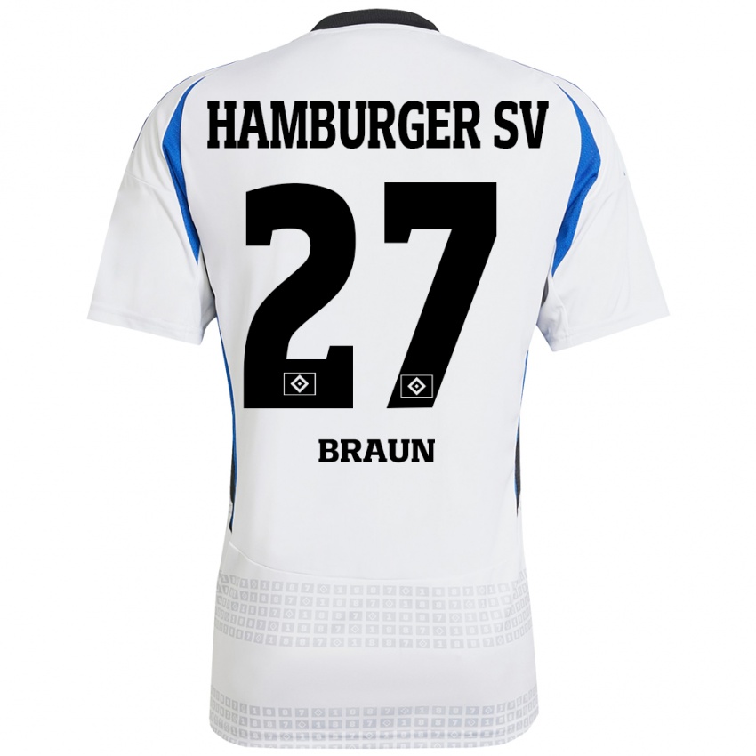 Criança Camisola Elias Braun #27 Azul Branco Principal 2024/25 Camisa