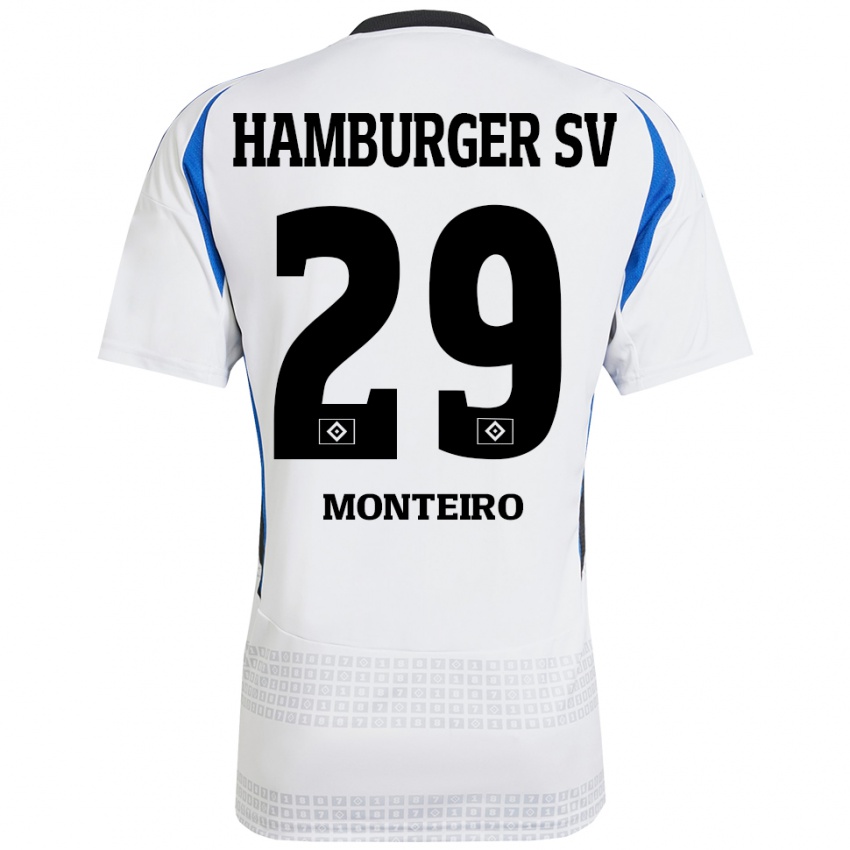 Criança Camisola Alfa Monteiro #29 Azul Branco Principal 2024/25 Camisa