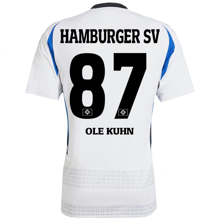 Criança Camisola Niklas Ole Kühn #87 Azul Branco Principal 2024/25 Camisa