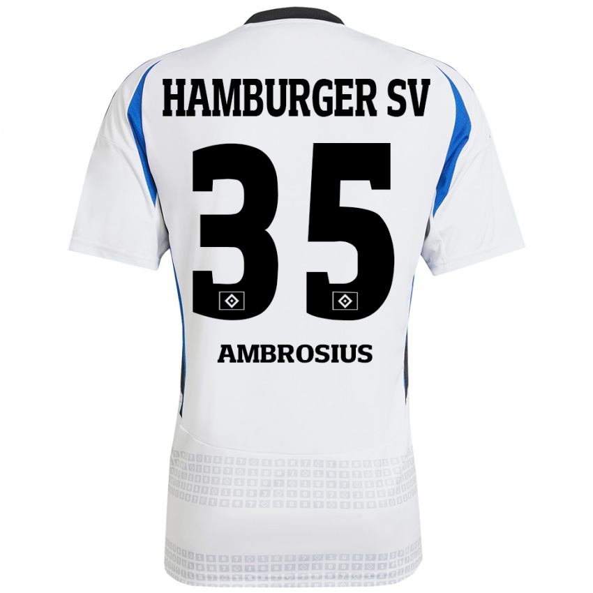 Criança Camisola Stephan Ambrosius #35 Azul Branco Principal 2024/25 Camisa