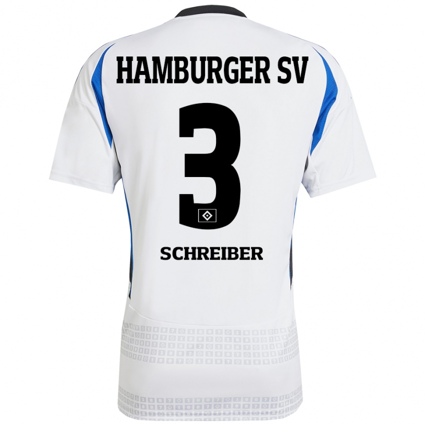 Criança Camisola David Schreiber #3 Azul Branco Principal 2024/25 Camisa