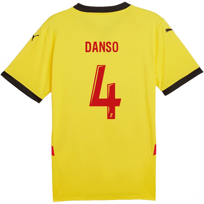 Criança Camisola Kevin Danso #4 Vermelho Amarelo Principal 2024/25 Camisa