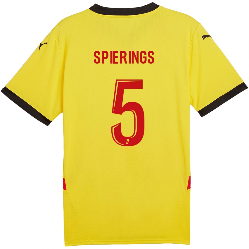 Criança Camisola Stijn Spierings #5 Vermelho Amarelo Principal 2024/25 Camisa