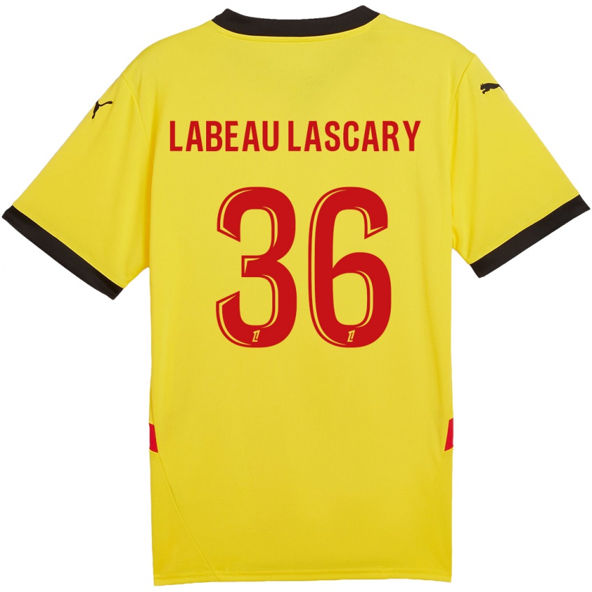 Criança Camisola Rémy Labeau Lascary #36 Vermelho Amarelo Principal 2024/25 Camisa