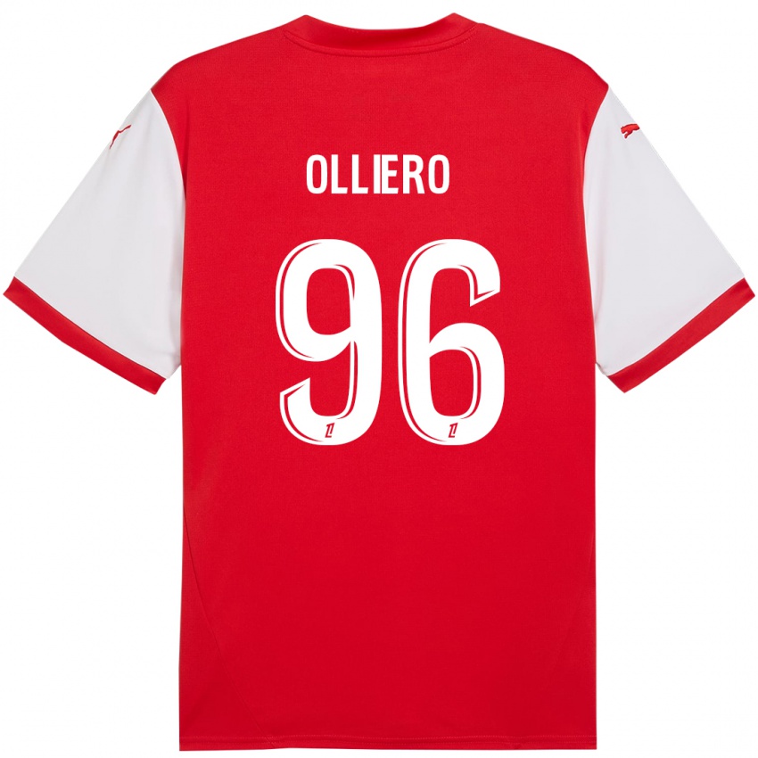 Criança Camisola Alexandre Olliero #96 Branco Vermelho Principal 2024/25 Camisa