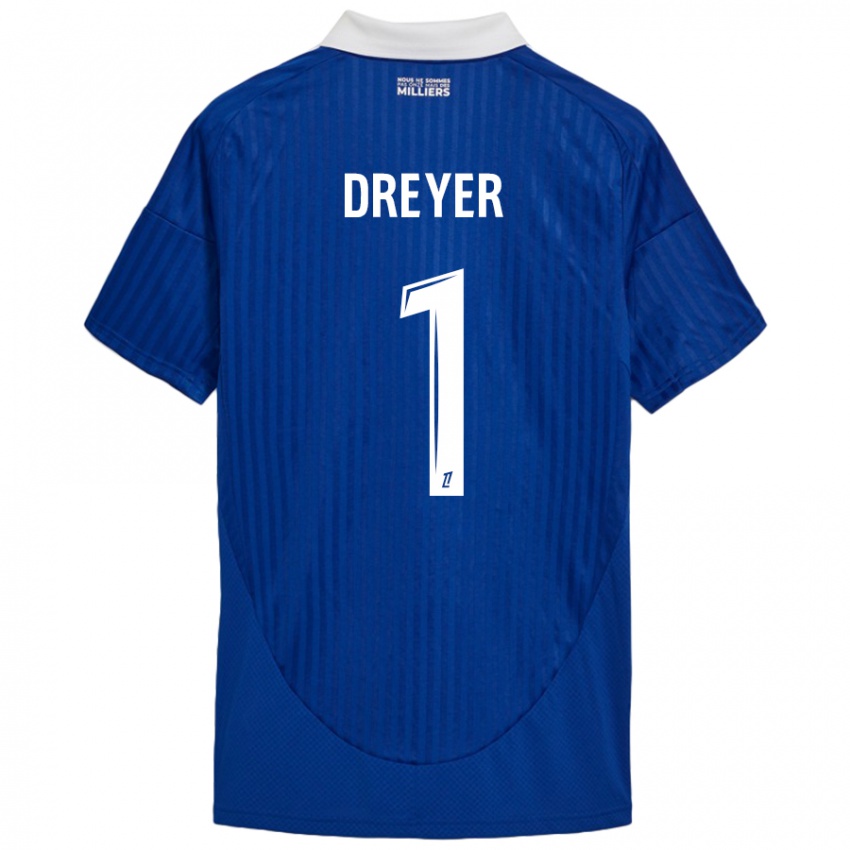 Criança Camisola Matthieu Dreyer #1 Branco Azul Principal 2024/25 Camisa