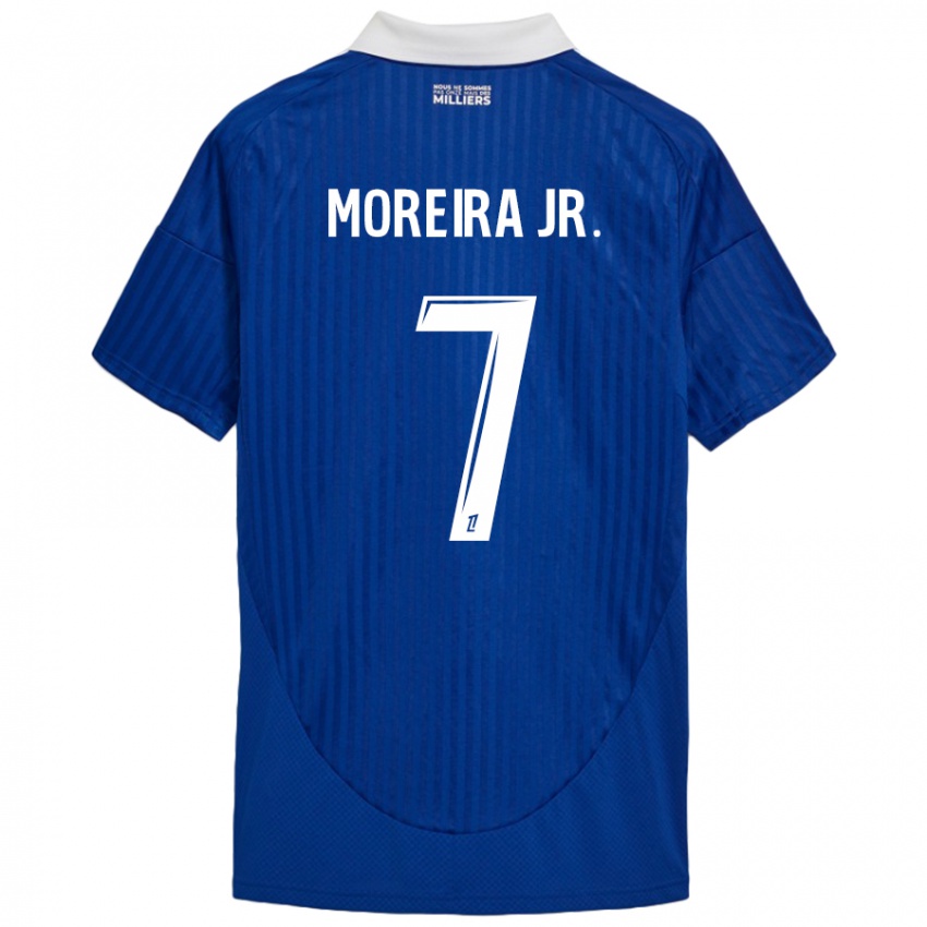 Criança Camisola Diego Moreira #7 Branco Azul Principal 2024/25 Camisa