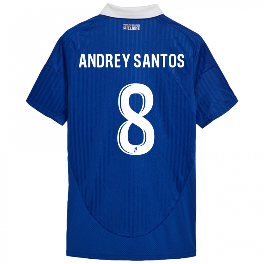 Criança Camisola Andrey Santos #8 Branco Azul Principal 2024/25 Camisa