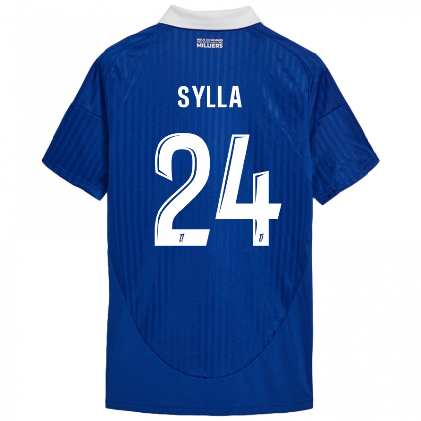 Criança Camisola Abakar Sylla #24 Branco Azul Principal 2024/25 Camisa