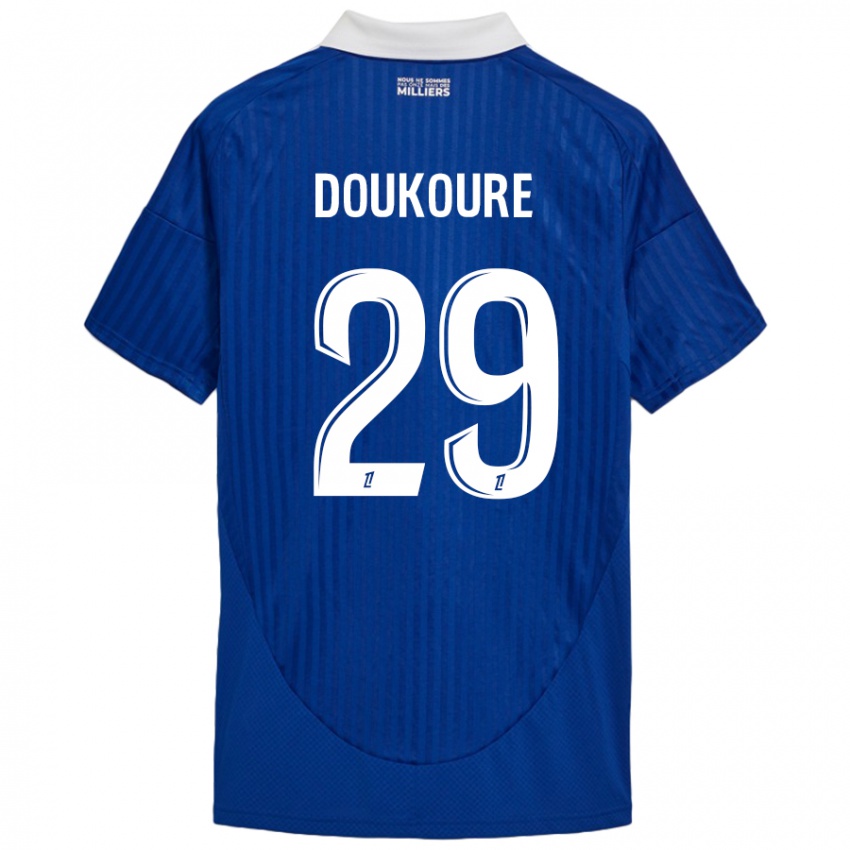 Criança Camisola Ismaël Doukouré #29 Branco Azul Principal 2024/25 Camisa