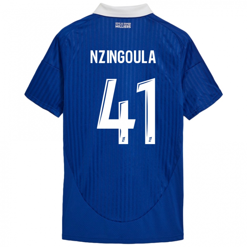 Criança Camisola Rabby Nzingoula #41 Branco Azul Principal 2024/25 Camisa