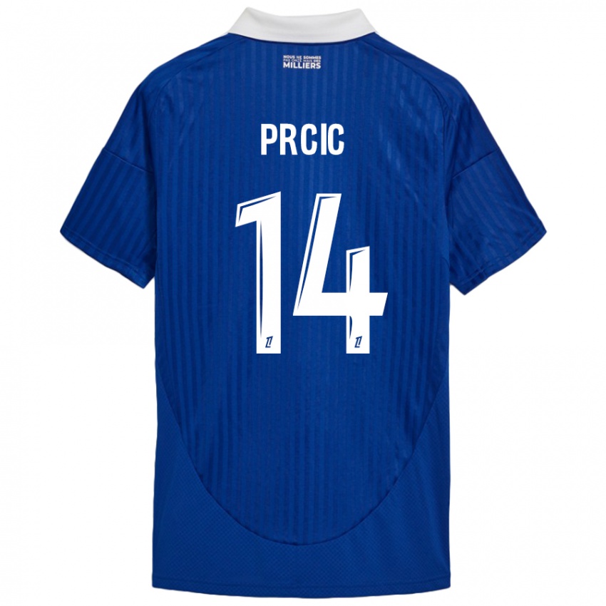 Criança Camisola Sanjin Prcic #14 Branco Azul Principal 2024/25 Camisa