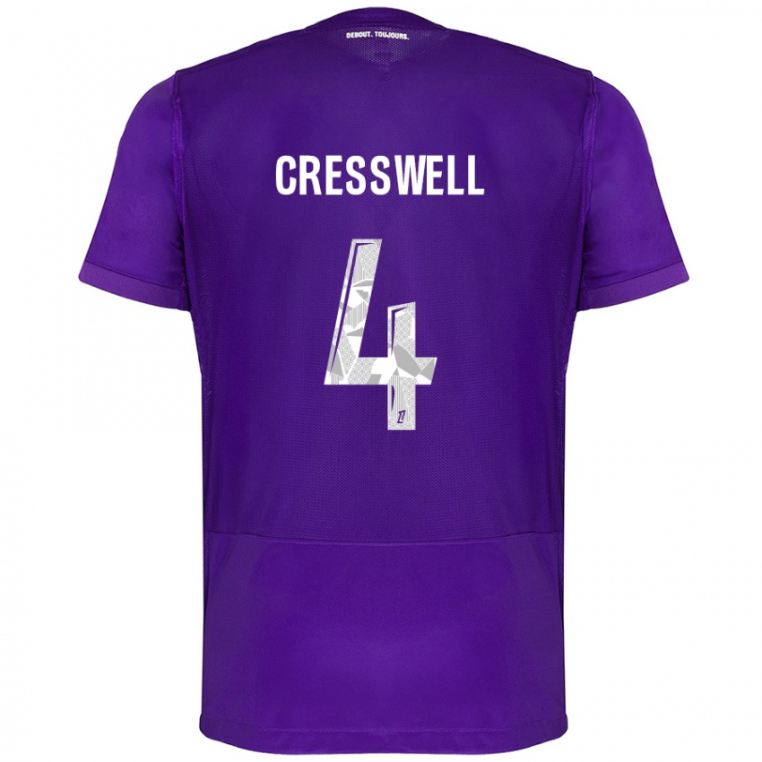 Criança Camisola Charlie Cresswell #4 Branco Roxo Principal 2024/25 Camisa