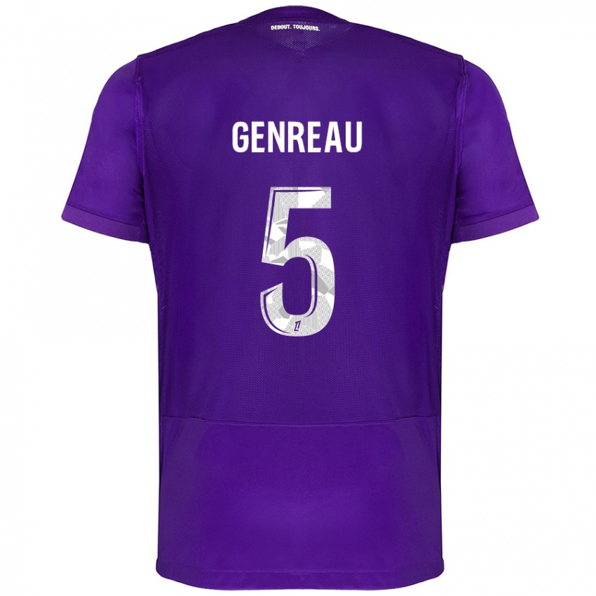 Criança Camisola Denis Genreau #5 Branco Roxo Principal 2024/25 Camisa