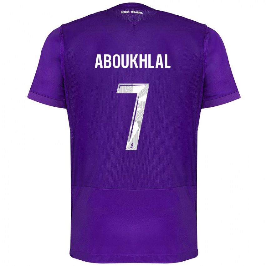 Criança Camisola Zakaria Aboukhlal #7 Branco Roxo Principal 2024/25 Camisa