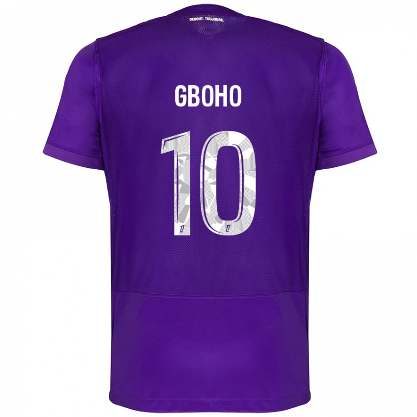 Criança Camisola Yann Gboho #10 Branco Roxo Principal 2024/25 Camisa