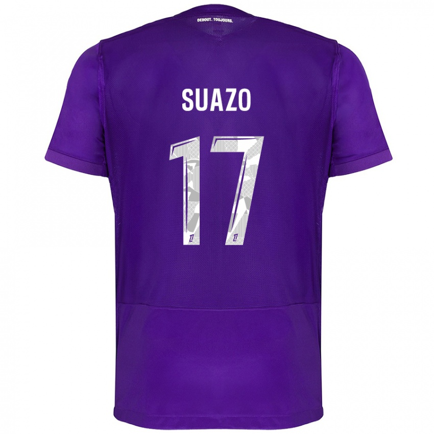 Criança Camisola Gabriel Suazo #17 Branco Roxo Principal 2024/25 Camisa