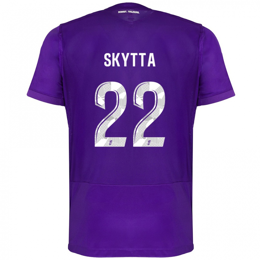 Criança Camisola Naatan Skyttä #22 Branco Roxo Principal 2024/25 Camisa