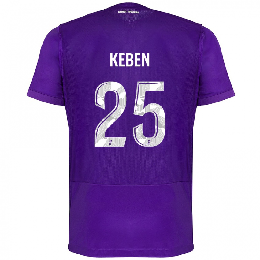 Criança Camisola Kévin Keben #25 Branco Roxo Principal 2024/25 Camisa